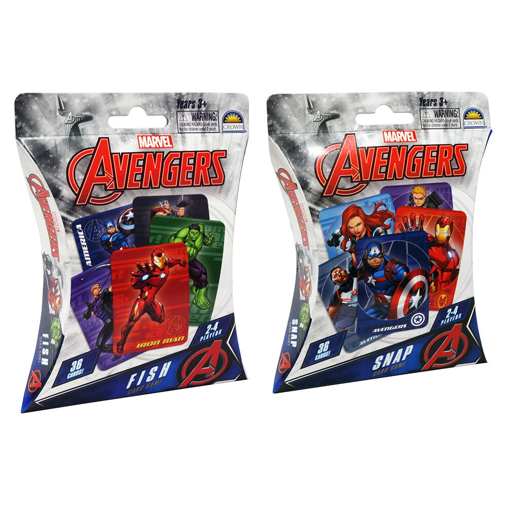 Marvel 36pc Avengers Snap/Fish Playing Deck Card Educational Games/Toys Kids 3y+ (2 Pack)