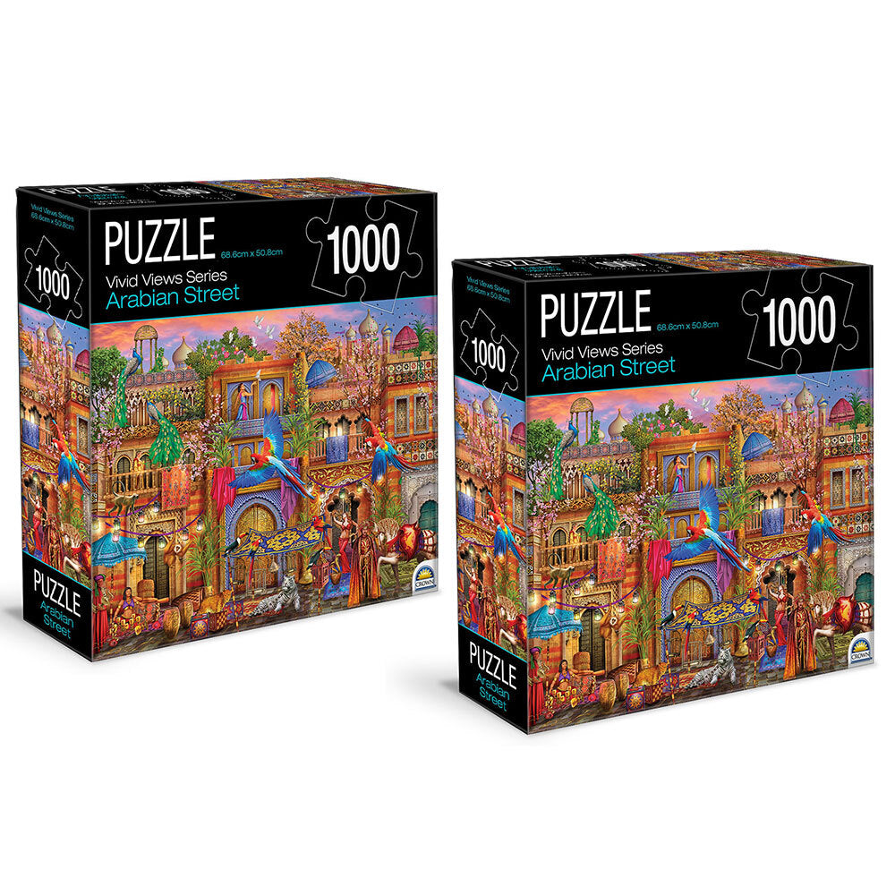 Crown 1000pc Crown Vivid Views Series Arabian Street 68.6cm Jigsaw Puzzle Toy 15y+ (2 Pack)