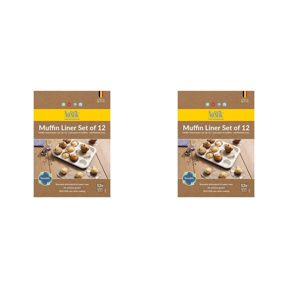 Nostik Silicone+Fibreglass Muffin Liner Baking Mat Non-Stick 5cm Brown (24 Pieces)