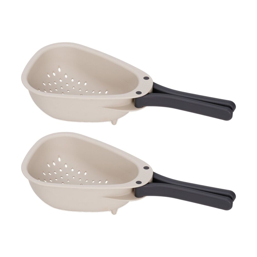 Joseph Joseph Droplet Mini Small Kitchen Colander w/ Folding Handle Cream (2 Pack)