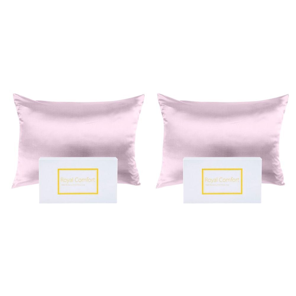 Royal Comfort Mulberry Silk Pillowcase Twin Pack Pillow Cover 51x76cm Lilac (2 Pack)