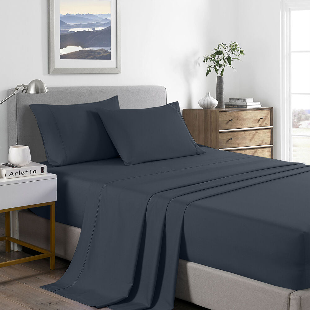 Royal Comfort Sheet Set/2xPillowcase Bamboo Cooling 2000TC Charcoal — image 2
