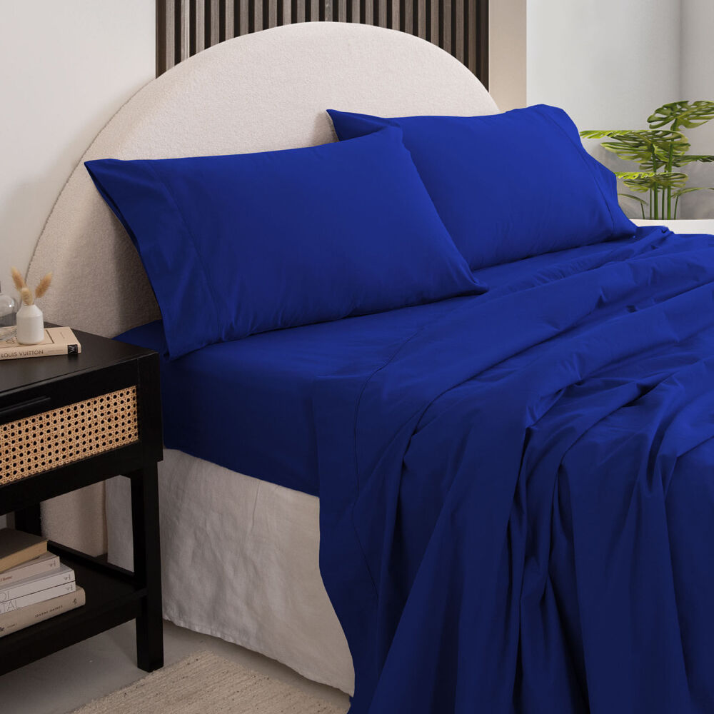 Royal Comfort Cotton Bed Sheet Washed Royal Blue — image 2
