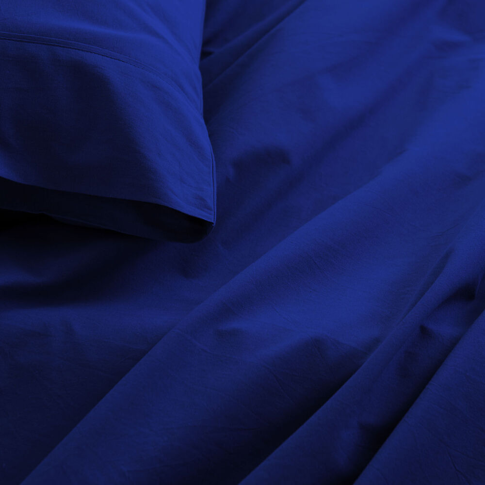 Royal Comfort Cotton Bed Sheet Washed Royal Blue — image 3