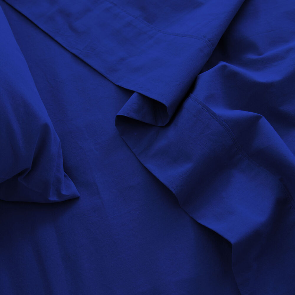 Royal Comfort Cotton Bed Sheet Washed Royal Blue — image 5