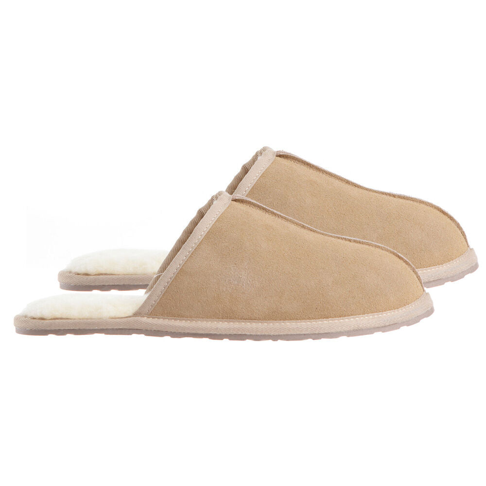 Royal Comfort Scuff Winter Wool Slippers Men's Size Beige