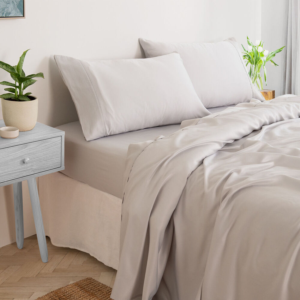Royal Comfort Sheet Set/2x Pillowcases Bamboo Cooling 3000TC Mid Grey — image 4