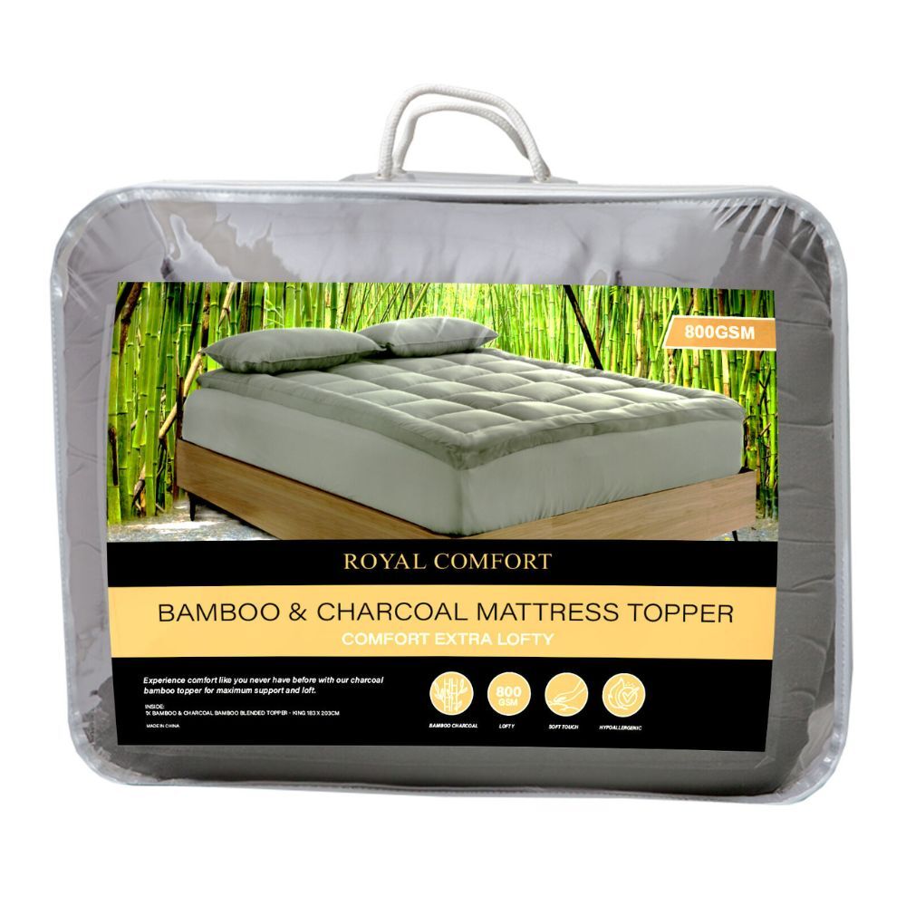 Royal Comfort Charcoal Bamboo Mattress Topper - Grey