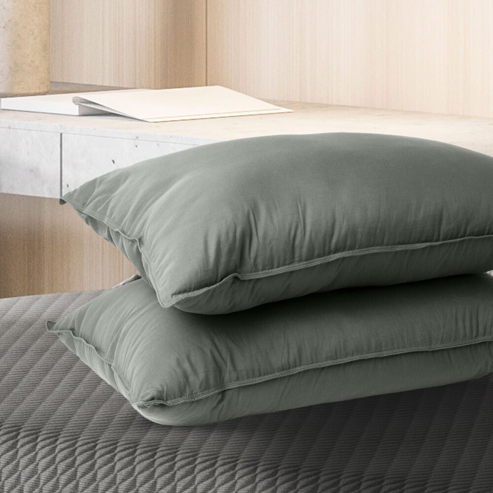 Royal Comfort 2pc Royal Comfort Bamboo Charcoal Bedding Pillow Soft Cushion 50x75cm Grey (2 Pack) — image 8
