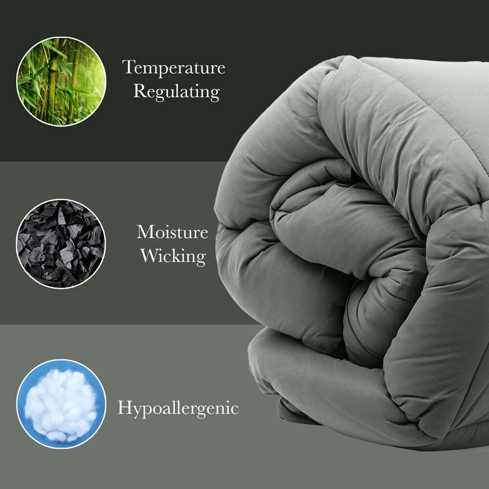 Royal Comfort Charcoal Quilt Bedding Cover 350GSM - Grey — image 10