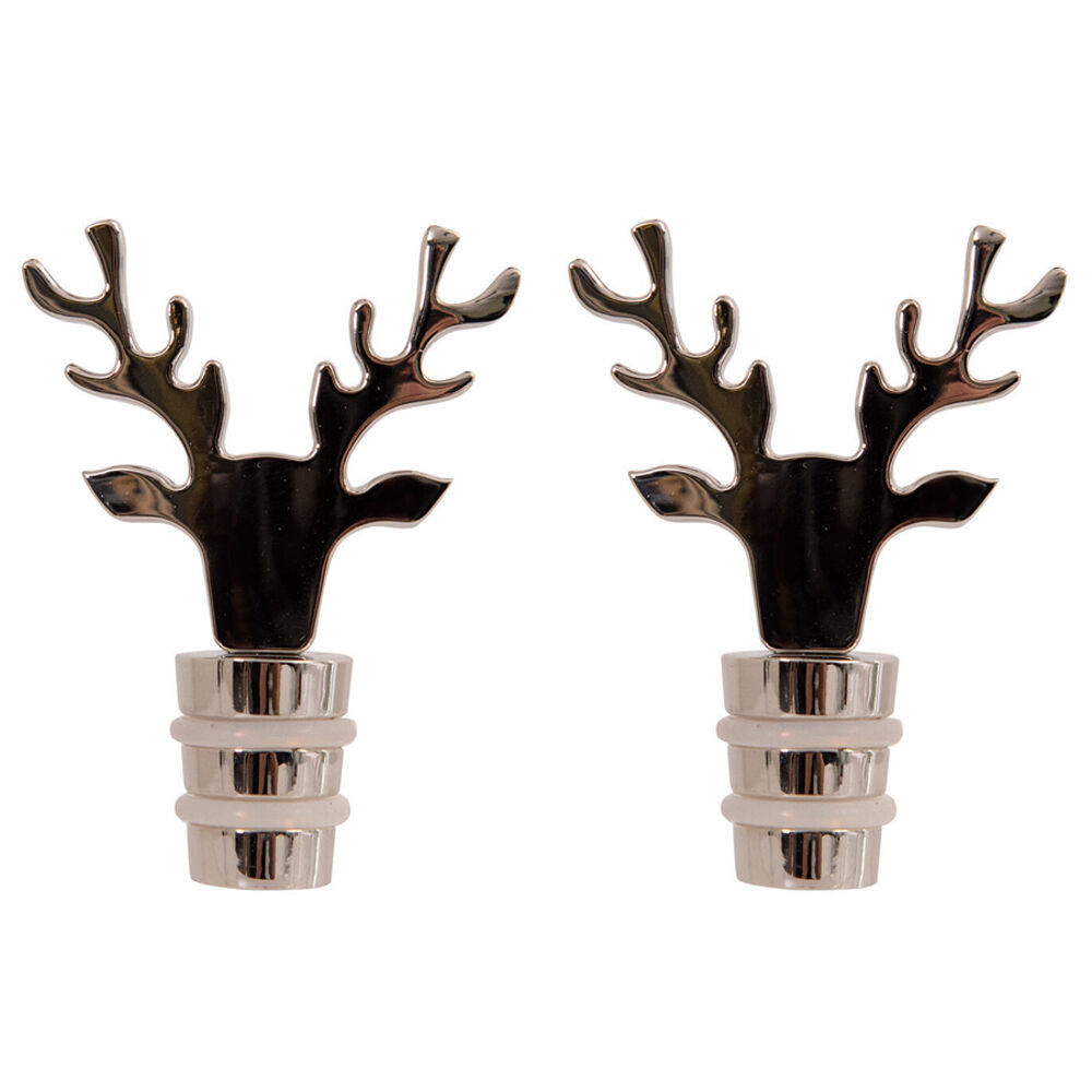 Bread and Butter Silver Stag Alloy Wine Bottle Stopper Preserver Lid Cap (2 Pack)
