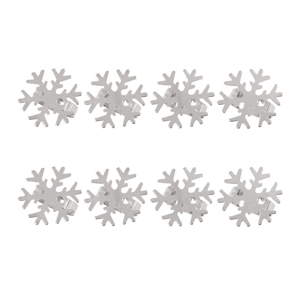 Bread and Butter 4pc Bread and Butter Steel Snow Flake Napkin Serviette Holder Rings Silver (2 Pack)