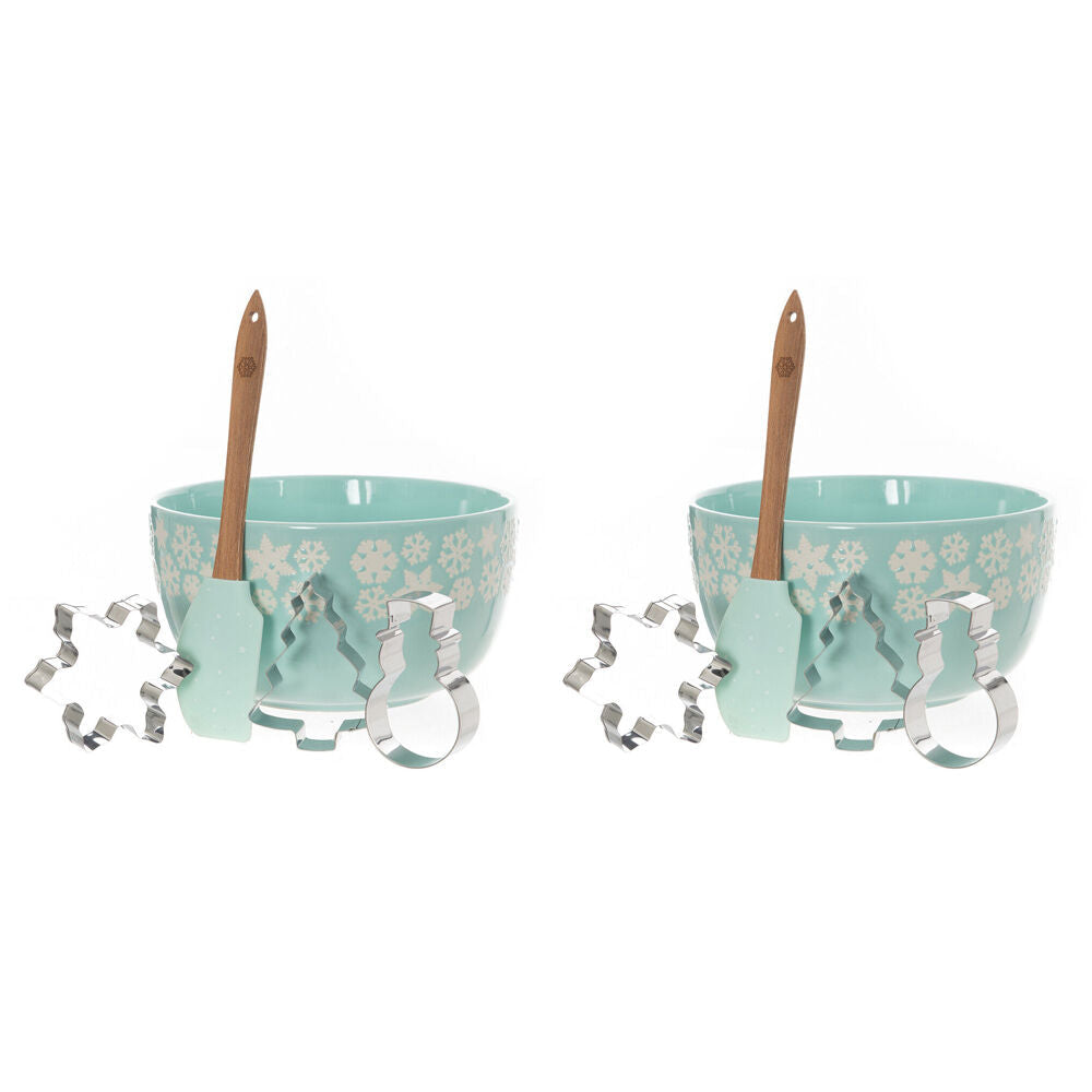 Bread and Butter Electroplate Icy Snowflake Mini Mix Bowl Set Light Blue (2 Pack)