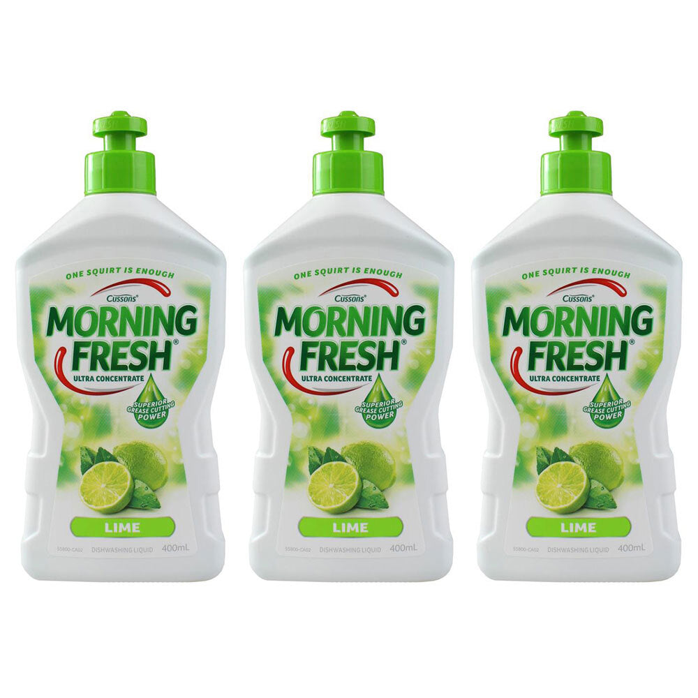 Morning Fresh 400ml Dishwashing Liquid Ultra Concentrate Dish Cleaning Lime (3 Pack)
