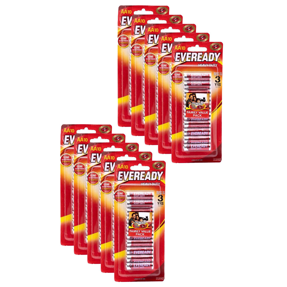 Eveready 10pc Eveready AA Heavy Duty Zinc-Carbon Battery Single Use For Most Devices (10 Pack)