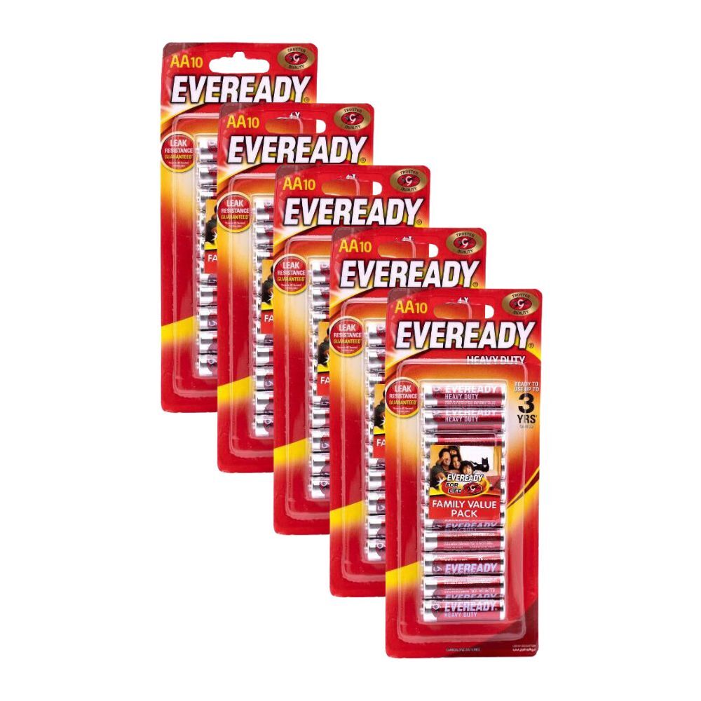 Eveready 10pc Eveready AA Heavy Duty Zinc-Carbon Battery Single Use For Most Devices (5 Pack)
