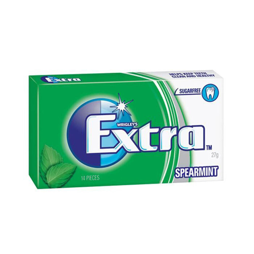 Wrigley's Extra Sugar-Free Chewing Breath Gum Packet 27g Spearmint (14 Pieces)