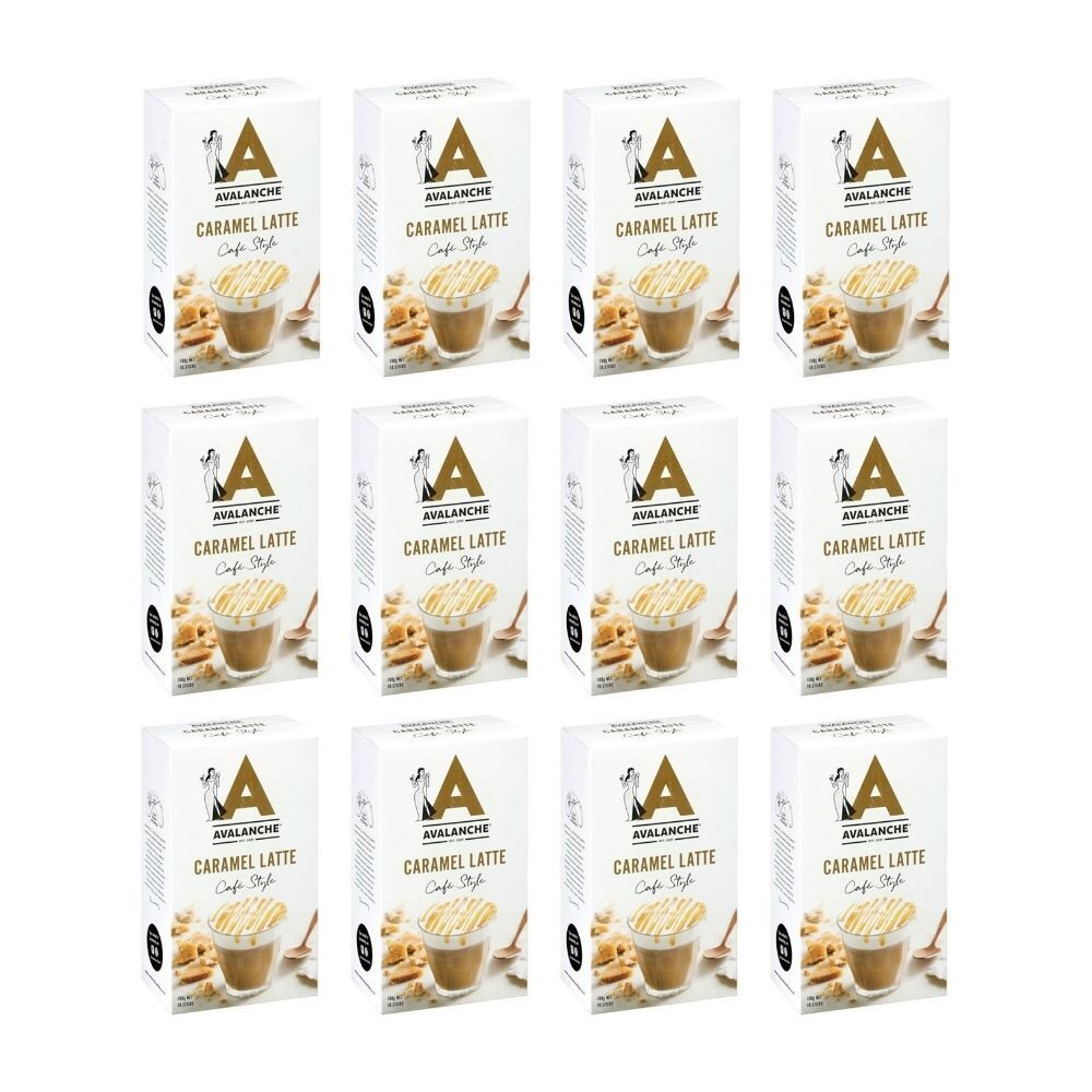 Avalanche 10pc Avalanche Caramel Latte Cafe Style Instant Coffee 160g Powdered Drink (12 Pack)