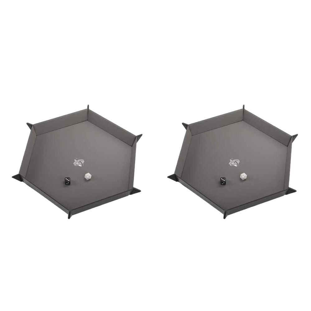 Gamegenic Magnetic Dice Tray Hexagonal 353x353mm For Tabletop RPG Black/Gray (2 Pack)