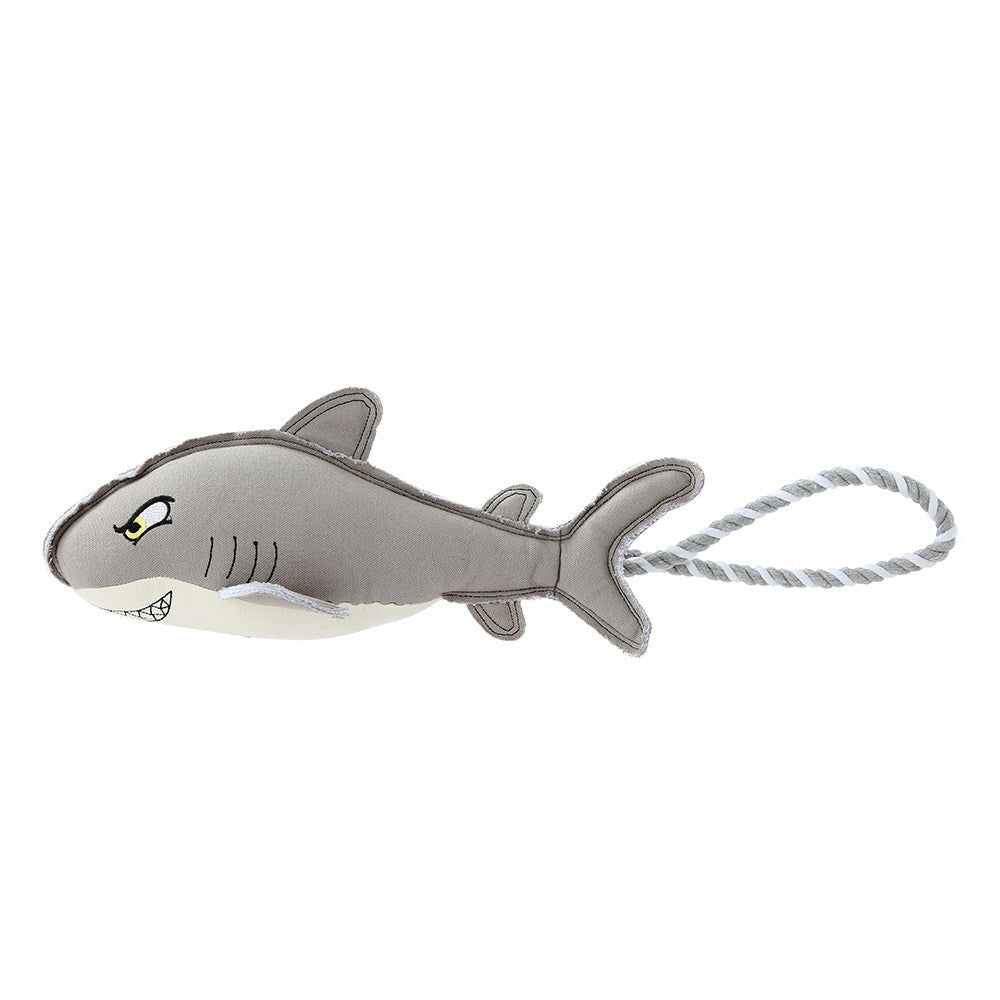 Paws and Claws Pet/Dog 60cm Savage Shark Canvas Rope Tugger Toy w/Squeaker Grey (2 Pack) — image 5