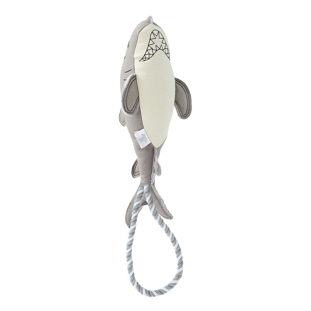Paws and Claws Pet/Dog 60cm Savage Shark Canvas Rope Tugger Toy w/Squeaker Grey (2 Pack) — image 6