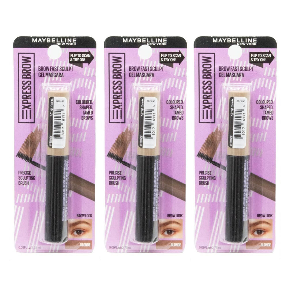 Maybelline Express Brow Fast Sculpt Gel Mascara 2.75ml Blonde Eye Makeup (3 Pack)