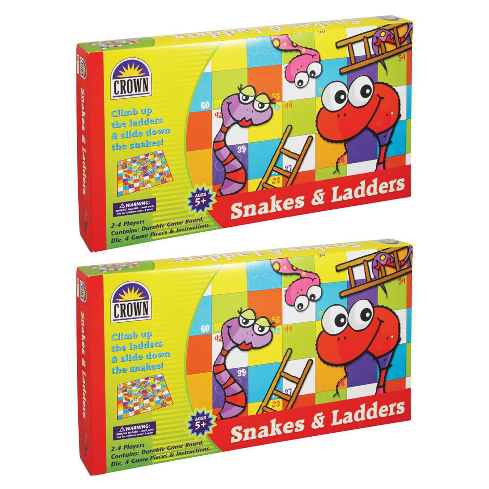 Crown Snakes & Ladders Board Family Fun/Traditional Game Kids/Child 5y+ Toy (2 Pack)