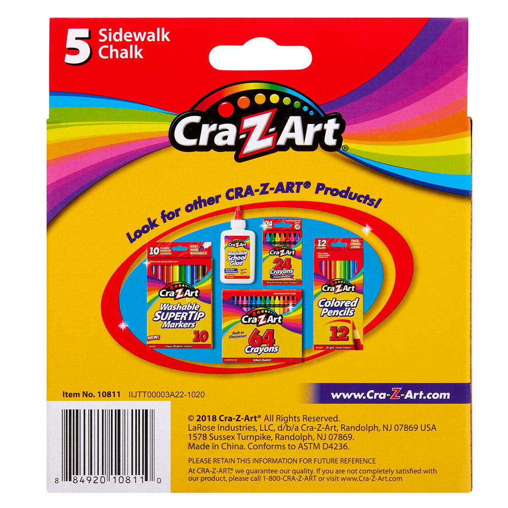 Cra-Z-Art Stationery Washable Kids Sidewalk Chalk Pack 3y+ Multi Colours (5 Pieces) — image 4