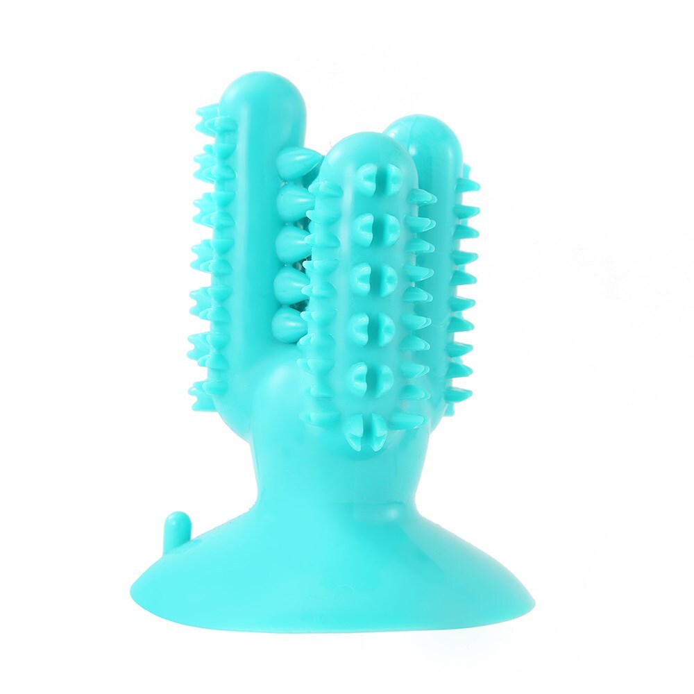 Paws and Claws 13cm Cactus Suction Brush Dental Treat Pet Dog Rubber Toy Teal (2 Pack) — image 3