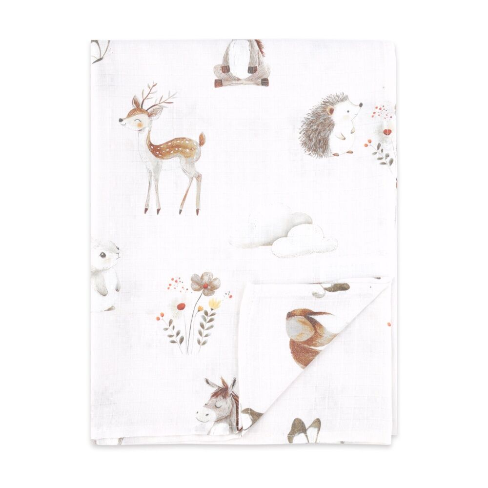 The Peanutshell Forest Dreams Baby Muslin Wraps 100% Cotton Pink/White (2 Pieces) — image 2