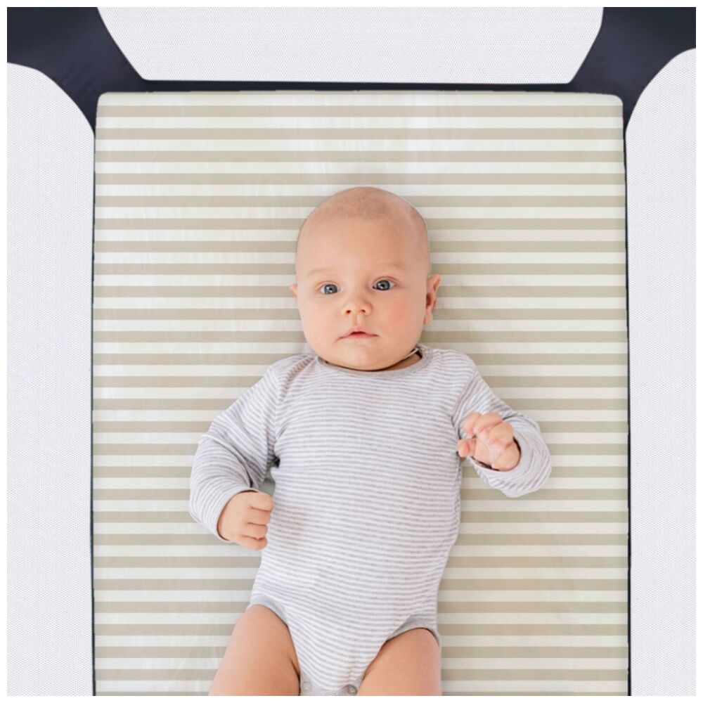 The Peanutshell Safari Dreams Side Sleeper Cot Sheet 52x90cm Tan Stripe (2 Pack) — image 4