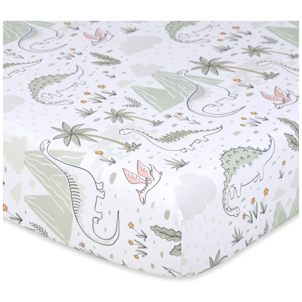The Peanutshell 100% Jersey Cotton Dinosaur Cot Fitted Sheet 77x135cm (2 Pack) — image 3