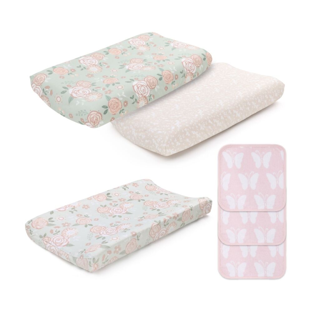 The Peanutshell Side Sleeper Girl Baby Bedding Bundle & Plush Toys Pink (4 Pieces)