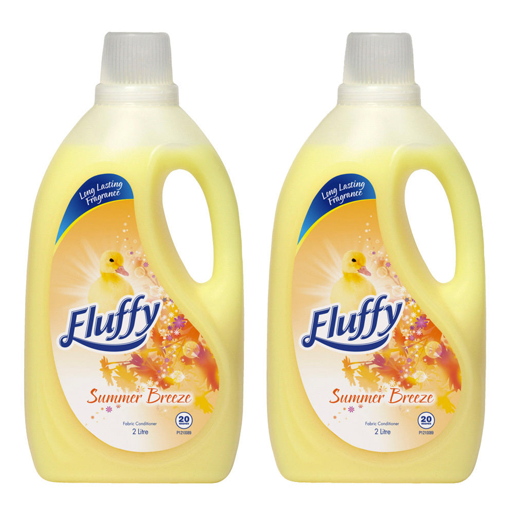 Fluffy 2L Laundry Fabric Softener Scent Washing Conditioner Summer Breeze (2 Pack)