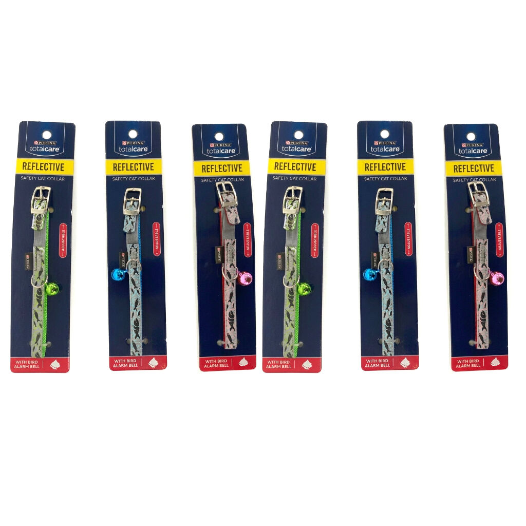 Purina Total Care High-Visibility Cat Collar Assorted Adjustable Neck Strap (6 Pack)
