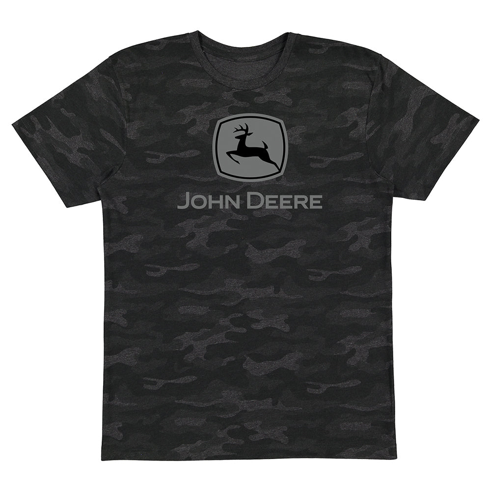 John Deere Mens/Unisex Sz L Cotton Camo Logo Short Sleeve Tee T-Shirt/Top Black