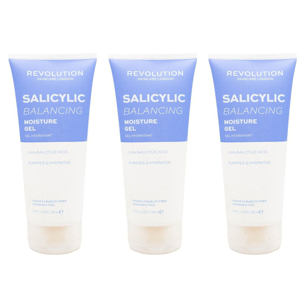 Revolution Salicylic Balancing Moisture Gel Hydrating Skin Care 200ml (3 Pack)