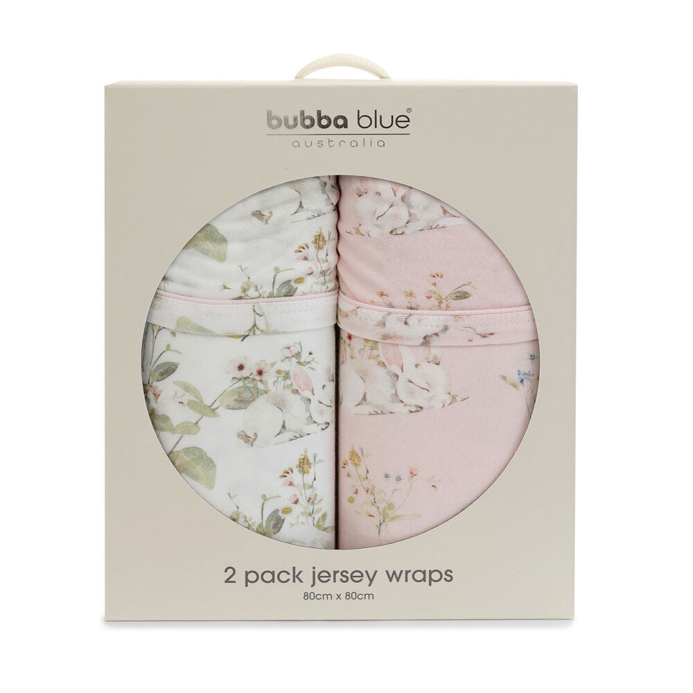 Bubba Blue Sleeping Bunny Jersey Swaddle Wraps 100x100cm (2 Pieces)