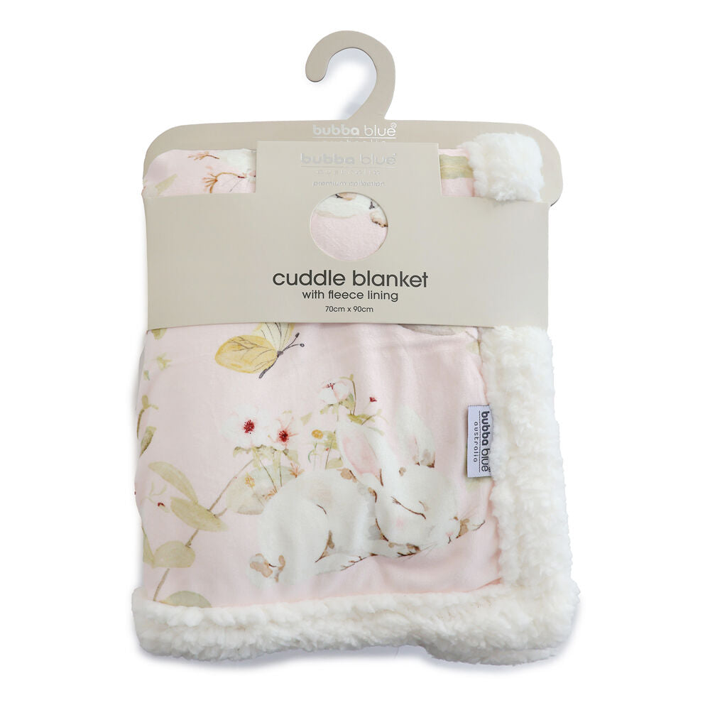 Bubba Blue 70x90cm Sleeping Bunny Reversible Fleece Cuddle Blanket