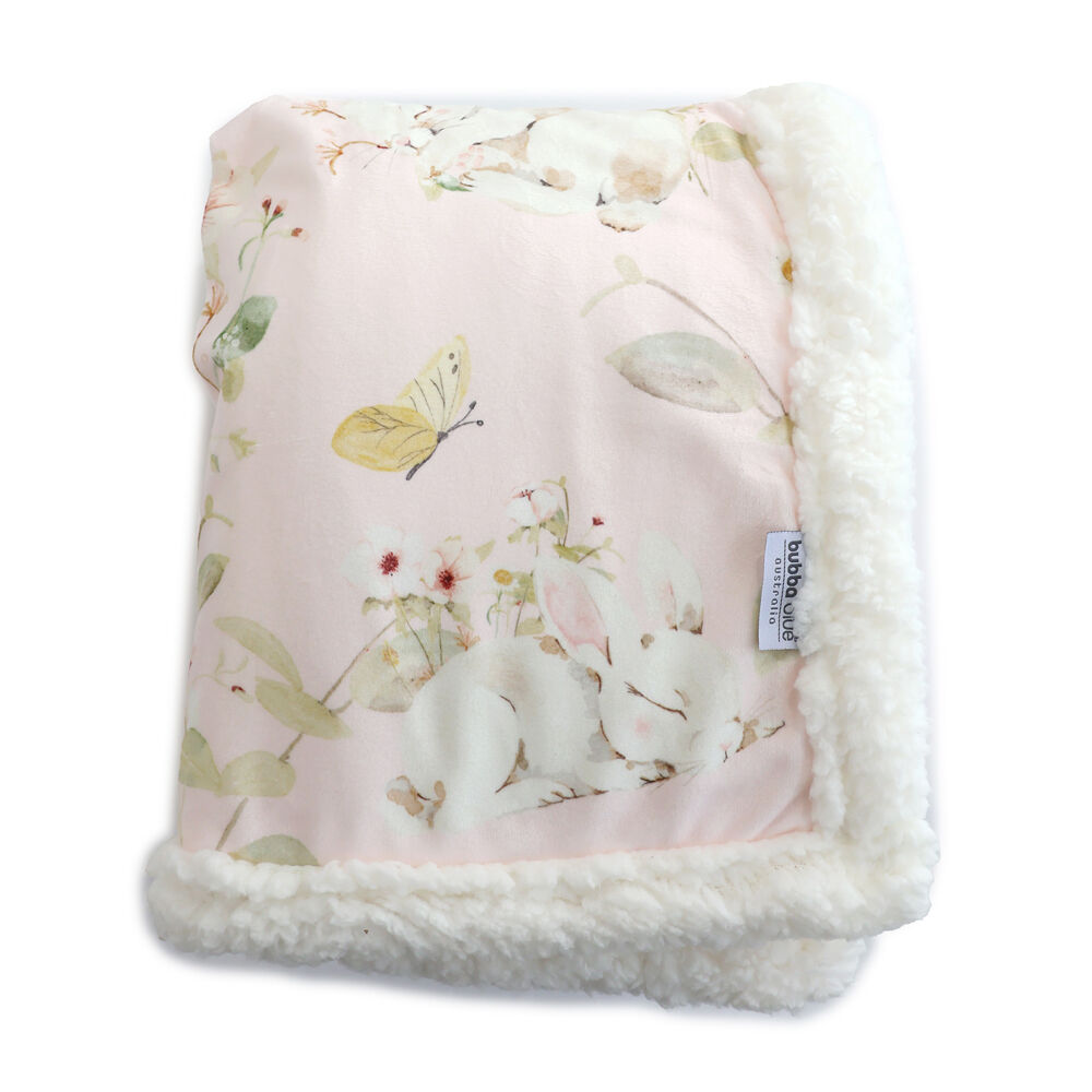 Bubba Blue 70x90cm Sleeping Bunny Reversible Fleece Cuddle Blanket — image 2