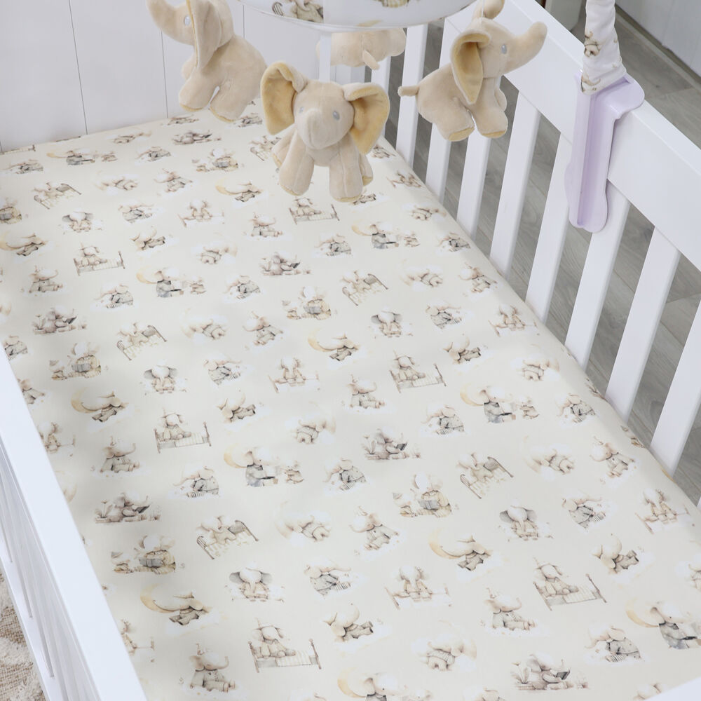 Bubba Blue 77x135x19cm Elephant Bedtime Jersey Cot Fitted Sheet — image 4