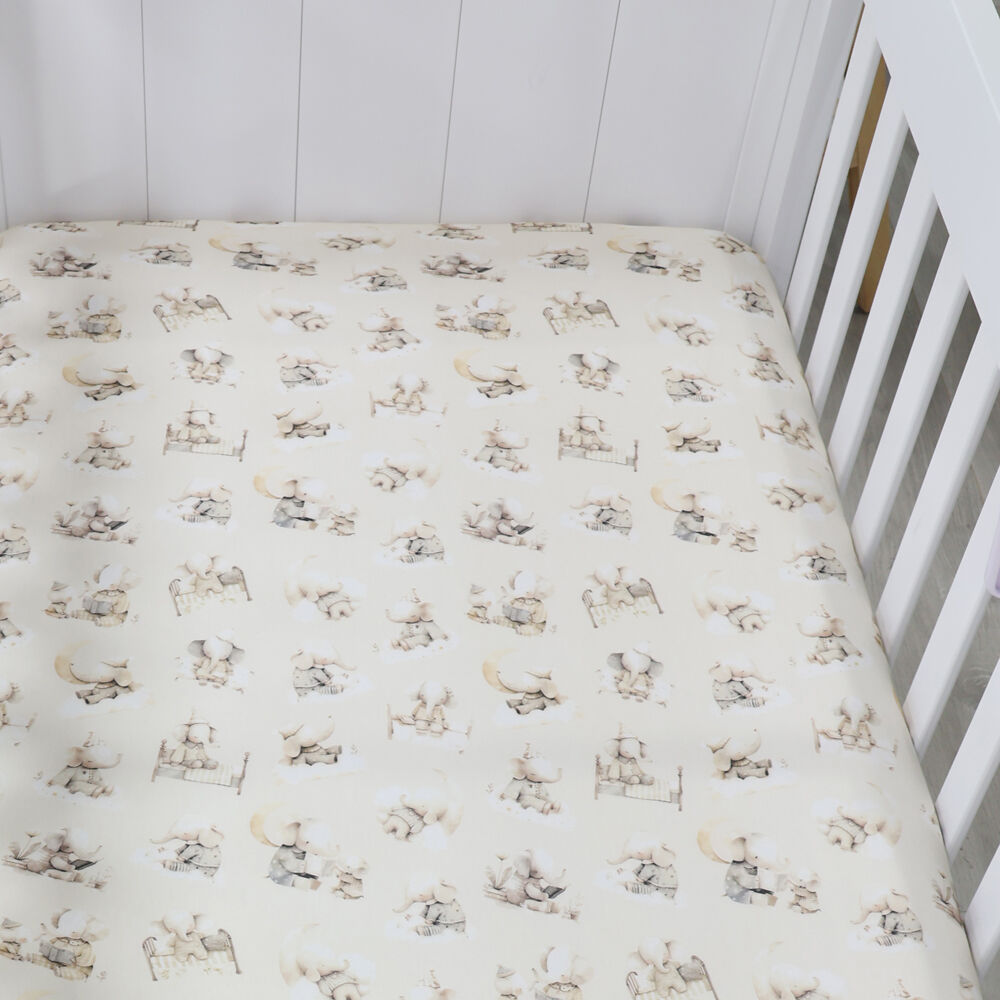 Bubba Blue 77x135x19cm Elephant Bedtime Jersey Cot Fitted Sheet — image 5