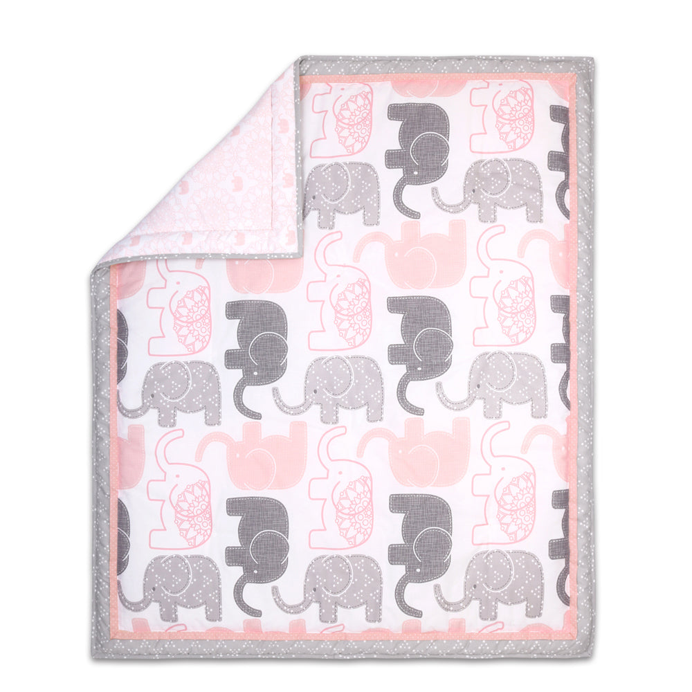 The Peanutshell 5pc Cot Bedding Set Sweet Peanut Grey Elephant Baby Nursery Decor