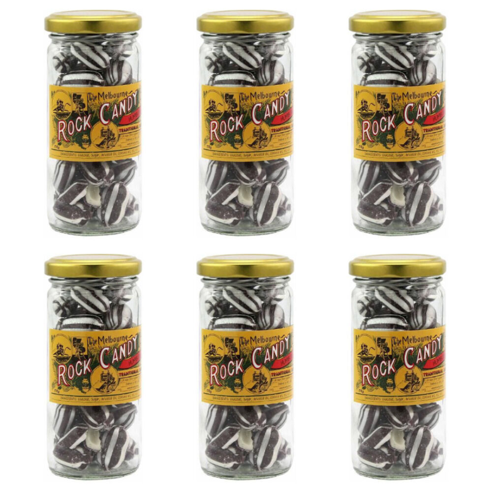 Melbourne Rock Candy Melbourne Humbugs Rock Candy Sweet Confectionery Lollies 170g Handmade (6 Pack)