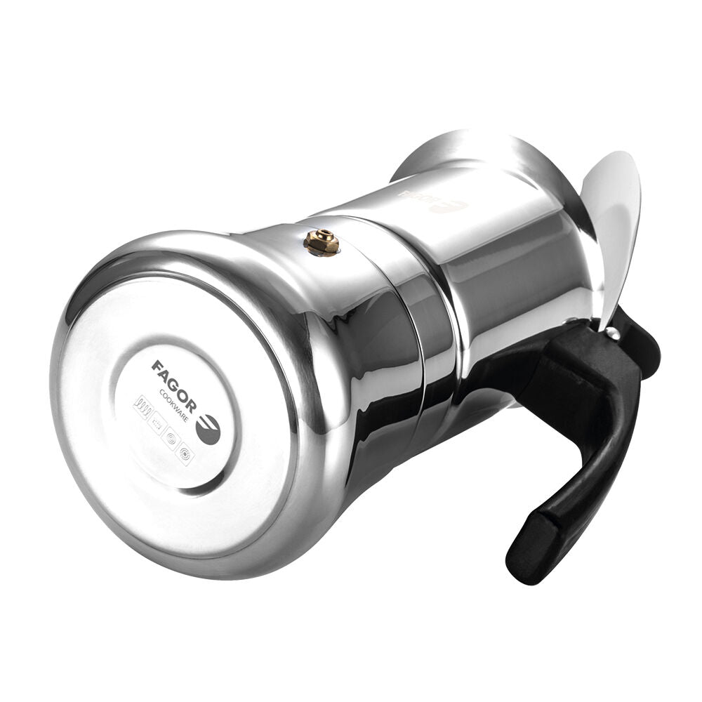 Fagor Moka Pot Silver Etnica Stainless Steel 4 Cups Espresso Coffee Maker — image 5