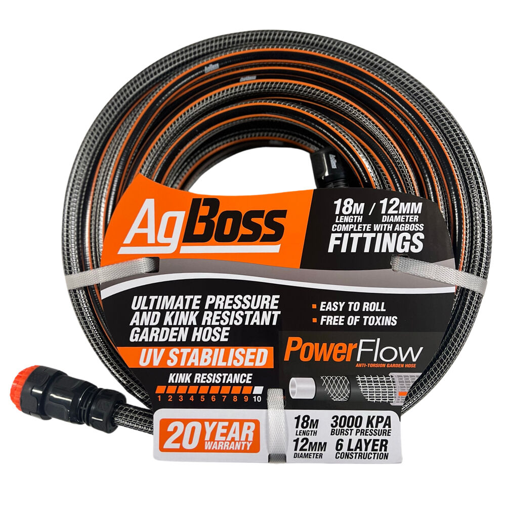 Agboss Premium Kink Resistant Gardening Fitted Hose — 12mmx18m
