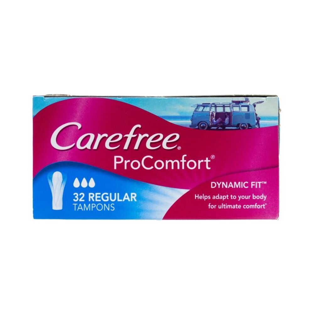 Carefree 32PK Carefree Pro Comfort Regular Tampon Womens Sanitary Product Dynamic Fit (12 Pack) — image 2