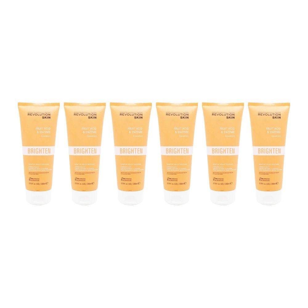 Revolution Fruit Acid & Enzyme Brighten Facial Cleanser Skin Care 200ml (6 Pack)