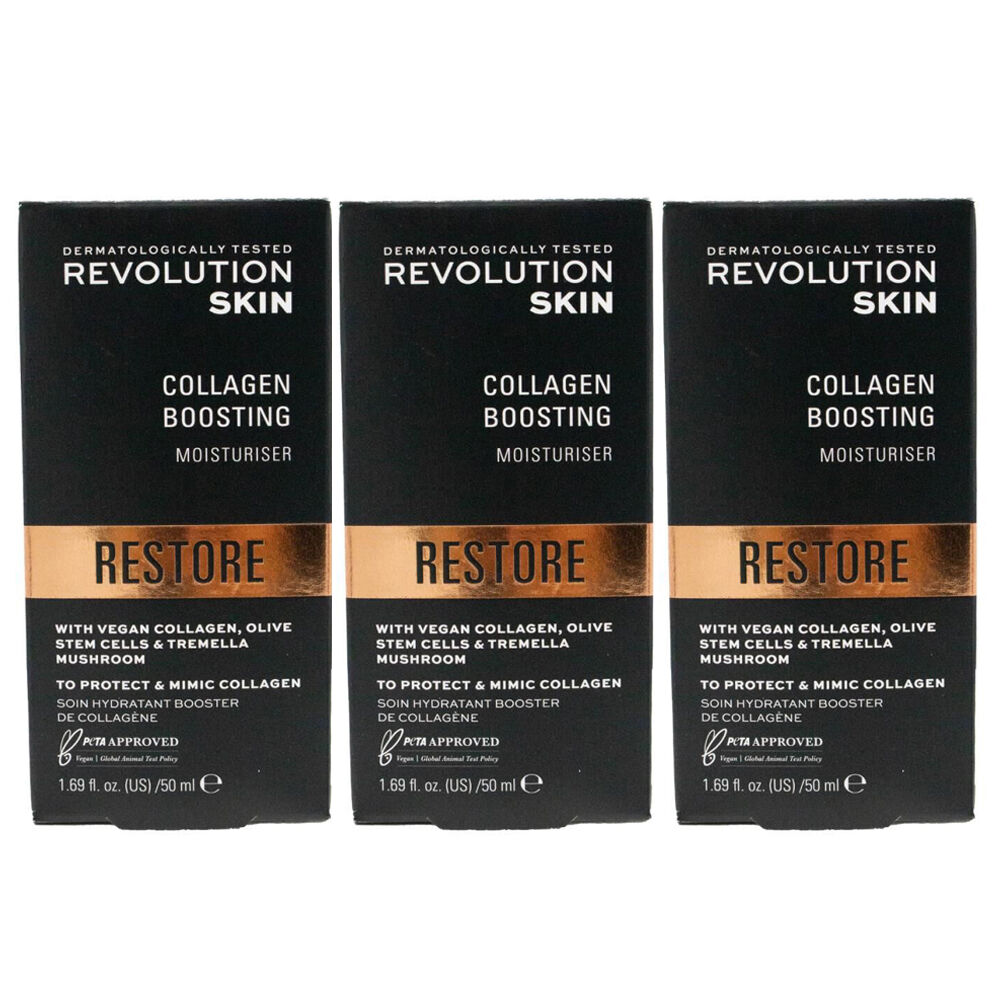 Revolution Skin Collagen Boosting Moisturiser Restore Face Care 50ml (3 Pack)