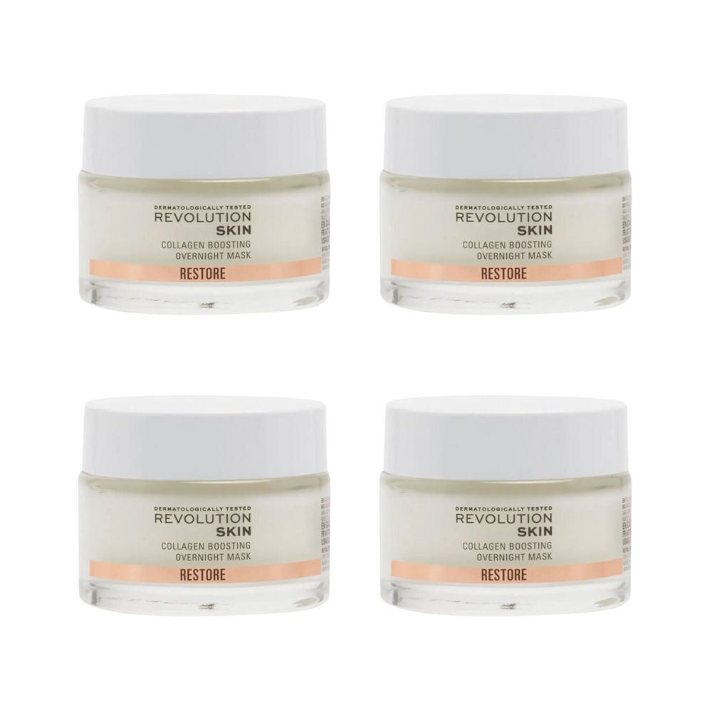 Revolution Collagen Boosting 50ml Overnight Mask Facial Skin Care (4 Pack)